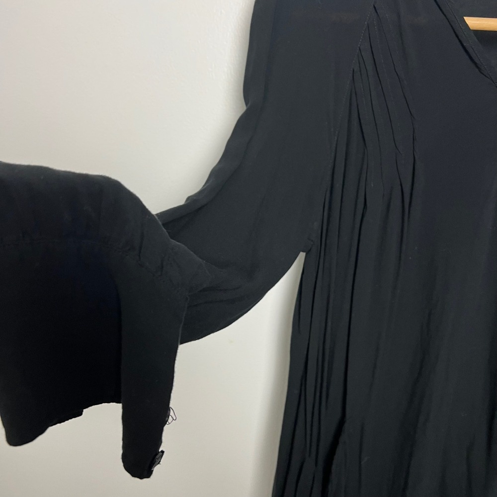 Spense Women's Black V Neck Button Detail Long Sleeve High Low Tunic Top Size S - Picture 4 of 5